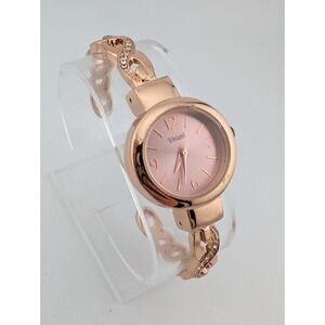 Vivani Watch Women 25mm Case Rose Gold Hinge Bangle Band- New Battery